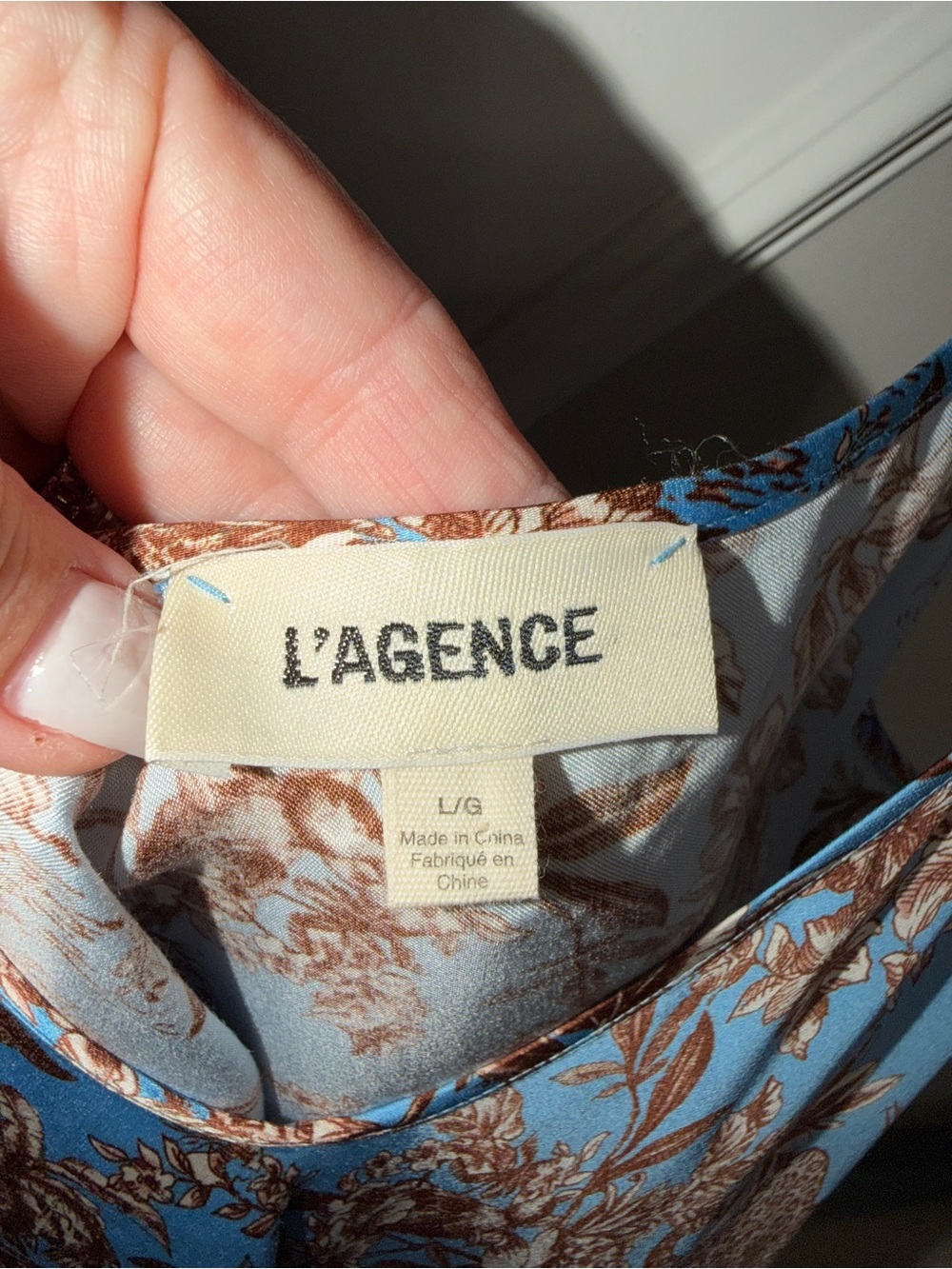 L'AGENCE Blue and Brown Floral V-Neck Camisole - Picture 3 of 5